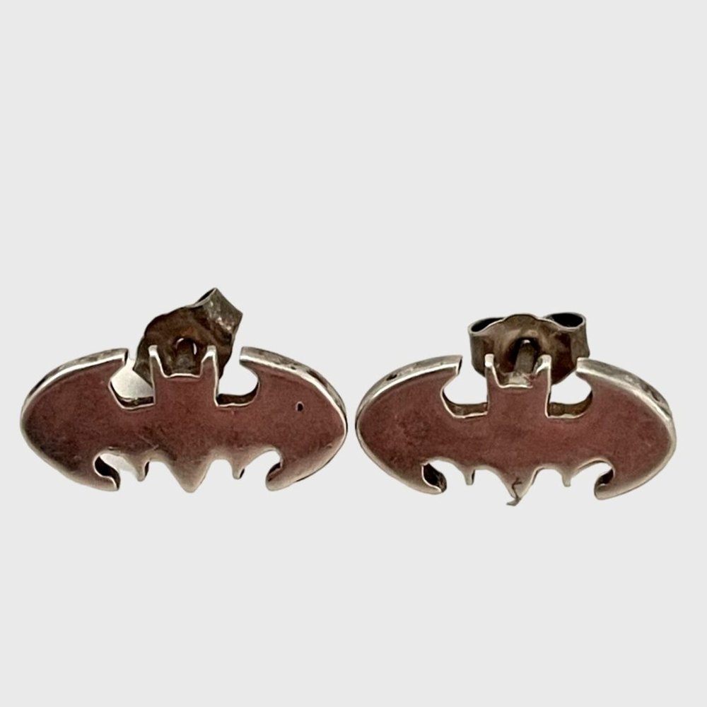 TM & DC‎ Comics Batman Logo Earrings Cutout Sterling Silver Stud